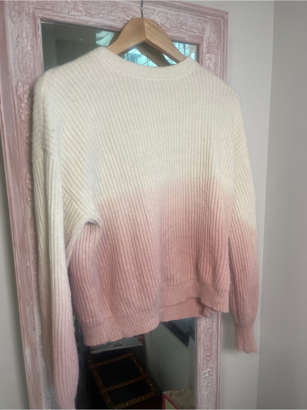 Francesca's Collections Cream to Blush Pink Ombre Crewneck Sweater